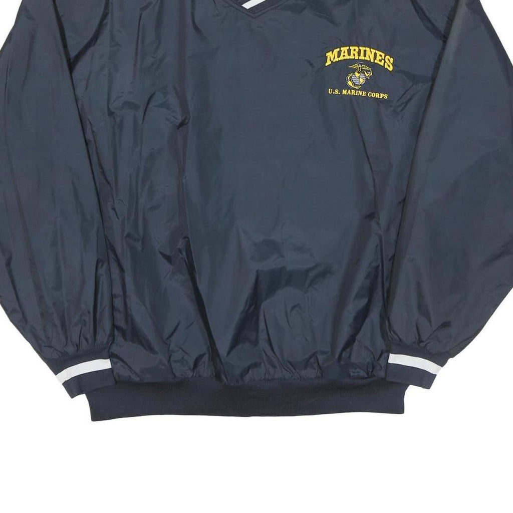 PORT AND COMPANY Mens Navy Marines Nylon Jacket L Pullover Plain Lightweight