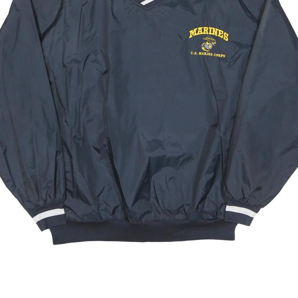 PORT AND COMPANY Mens Navy Marines Nylon Jacket L Pullover Plain Lightweight