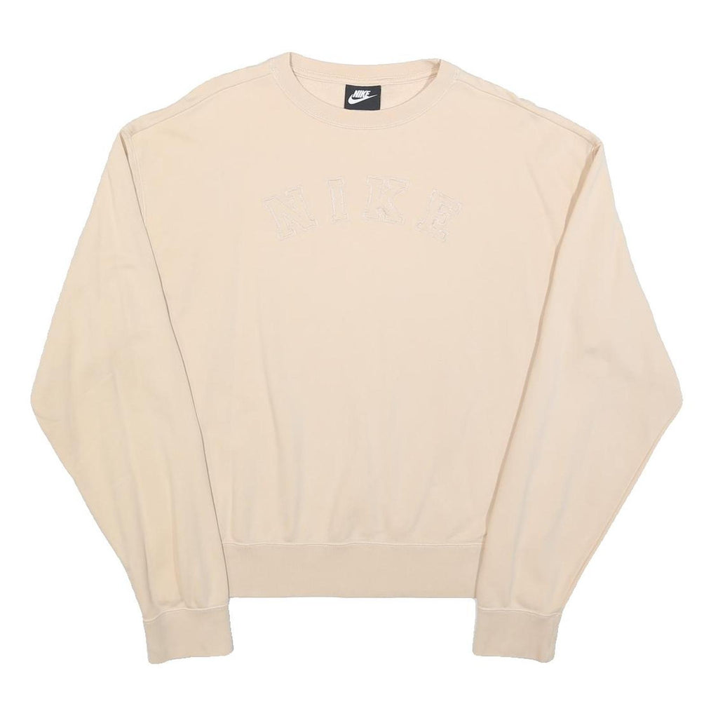 NIKE Womens Beige Crew Neck M Cotton Blend Lightweight Sweatshirt Pullover