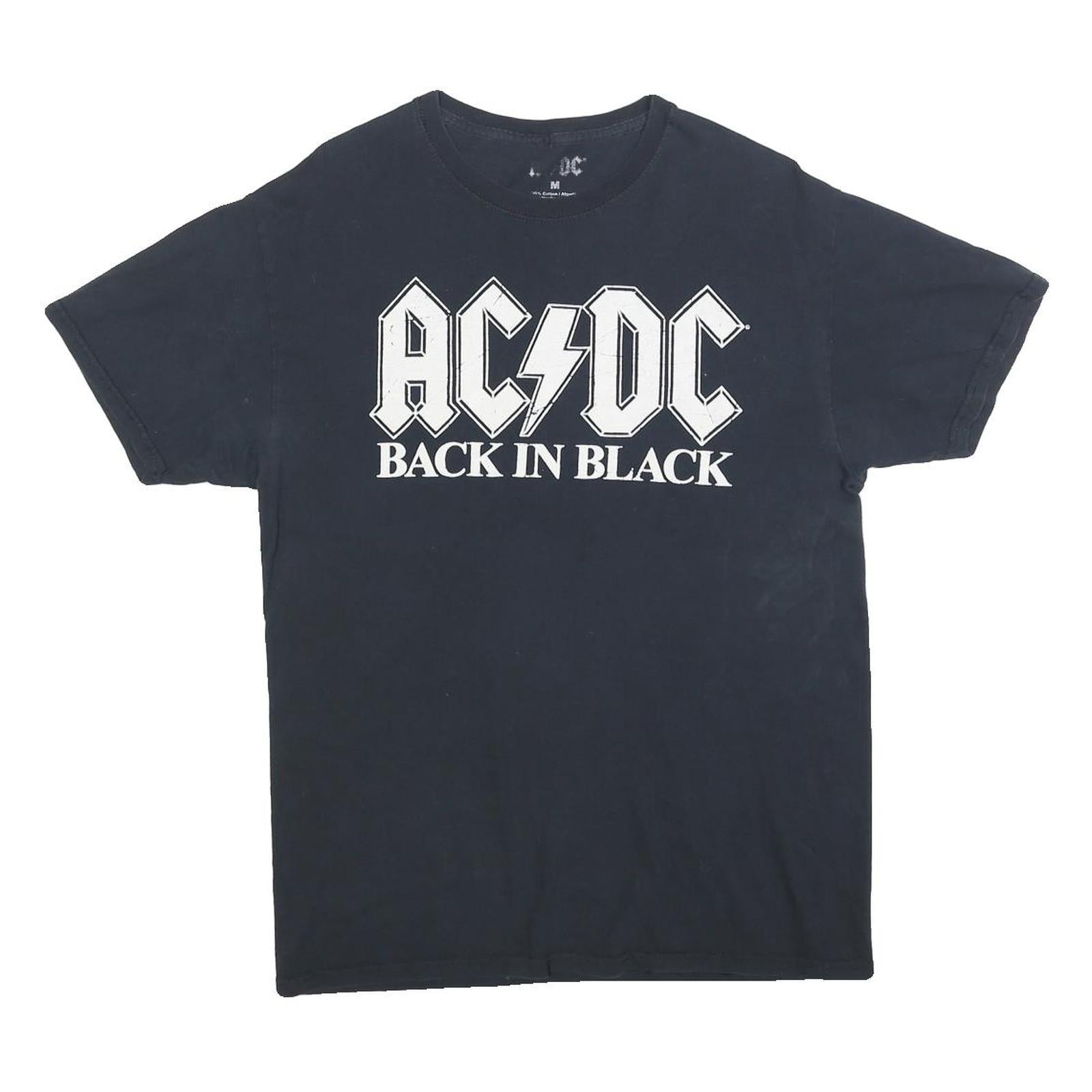 ACDC Mens Black Back In Black Graphic T-Shirt M Short Sleeve Crew Neck