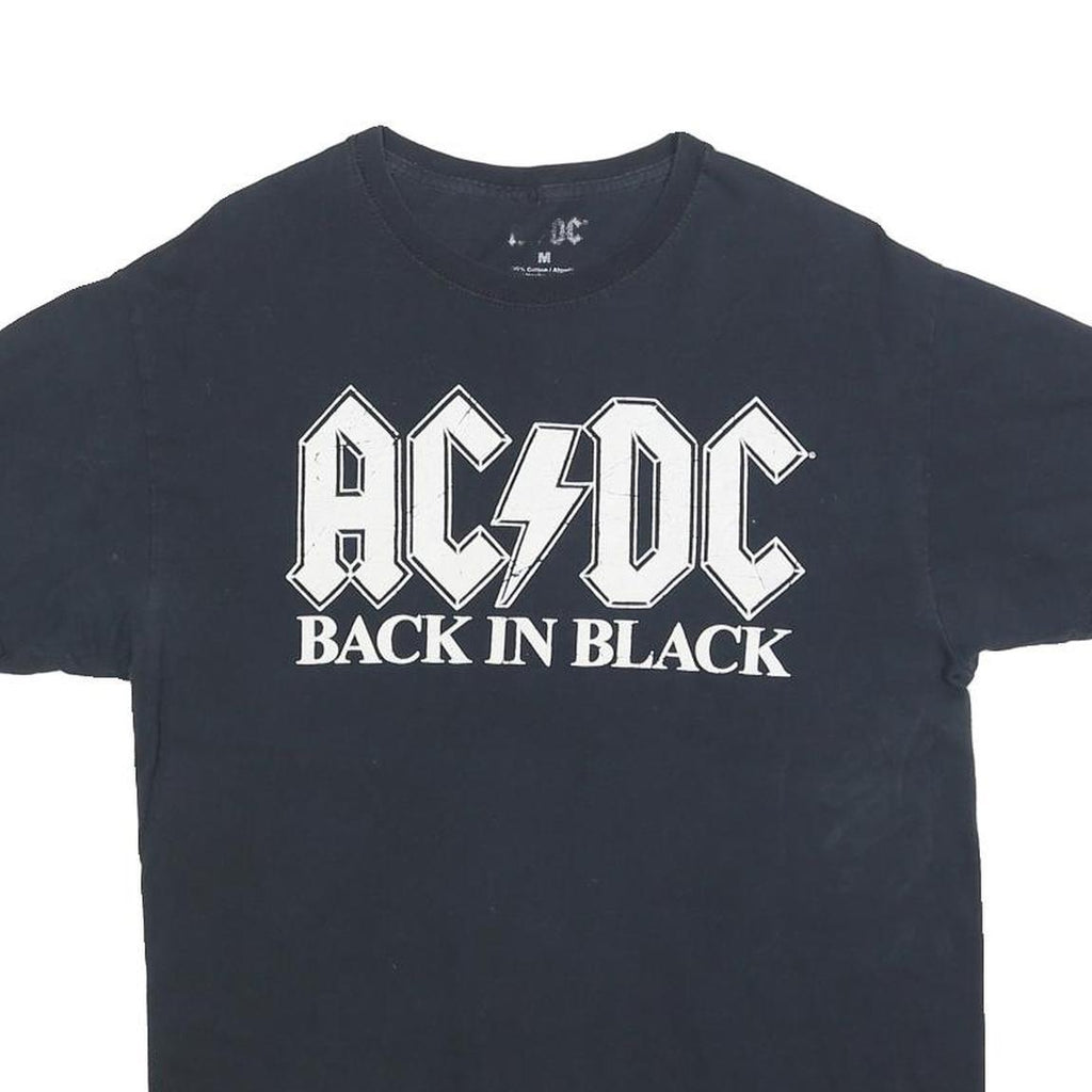 ACDC Mens Black Back In Black Graphic T-Shirt M Short Sleeve Crew Neck