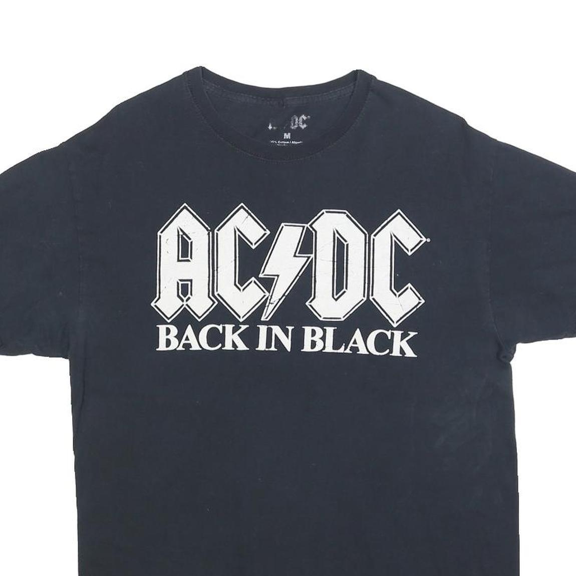 ACDC Mens Black Back In Black Graphic T-Shirt M Short Sleeve Crew Neck