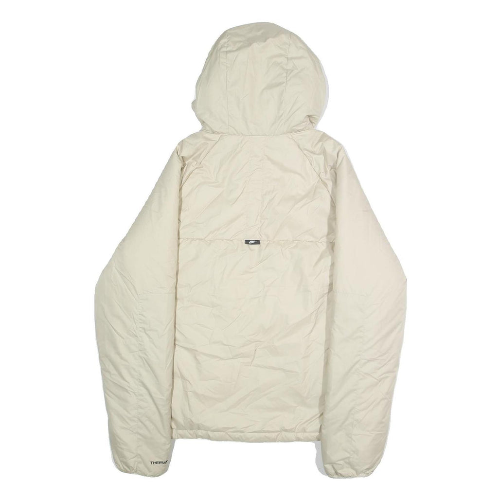 NIKE Mens Cream Sportswear Jacket S Polyester Plain Zip Hooded Lightweight