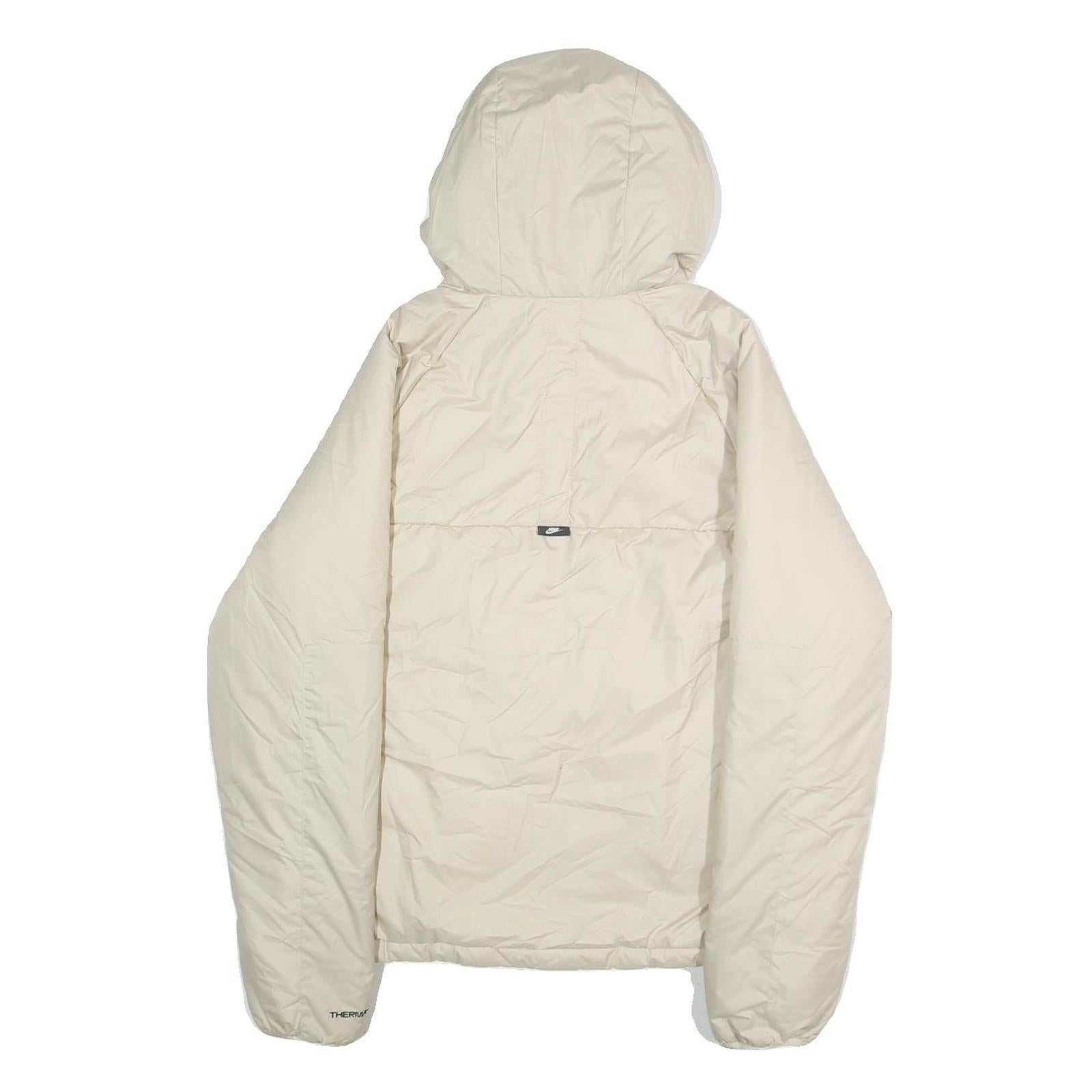 NIKE Mens Cream Sportswear Jacket S Polyester Plain Zip Hooded Lightweight