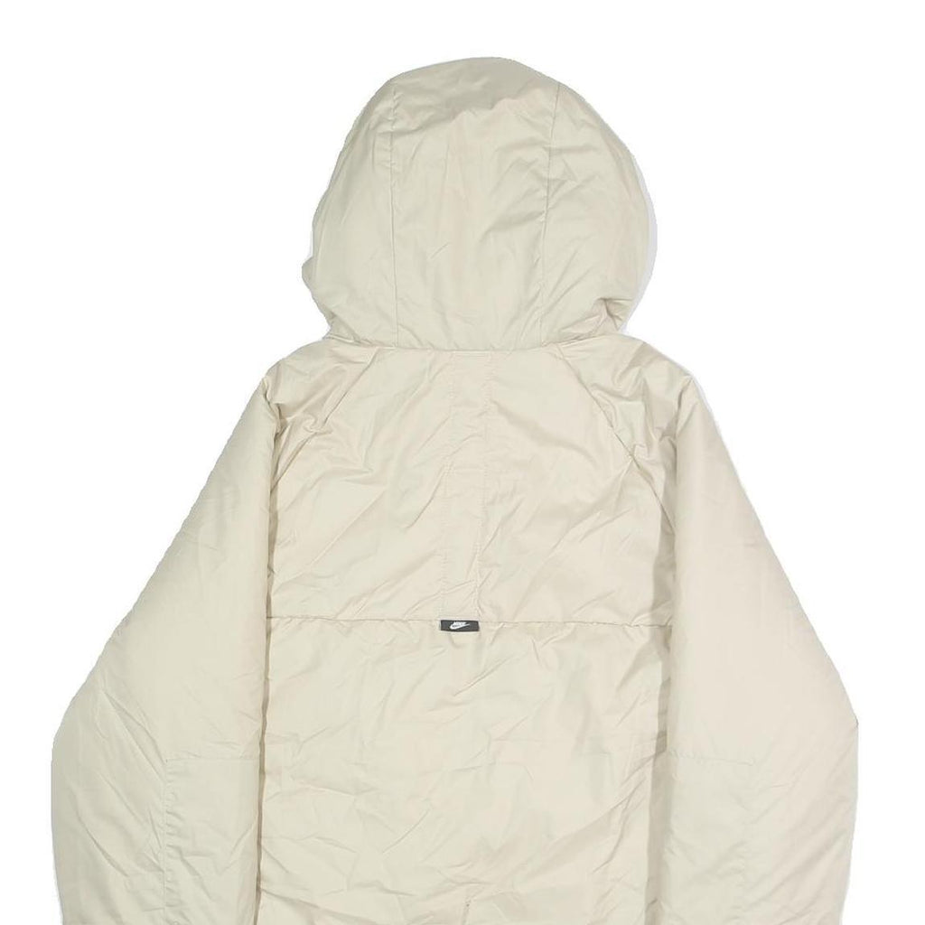 NIKE Mens Cream Sportswear Jacket S Polyester Plain Zip Hooded Lightweight