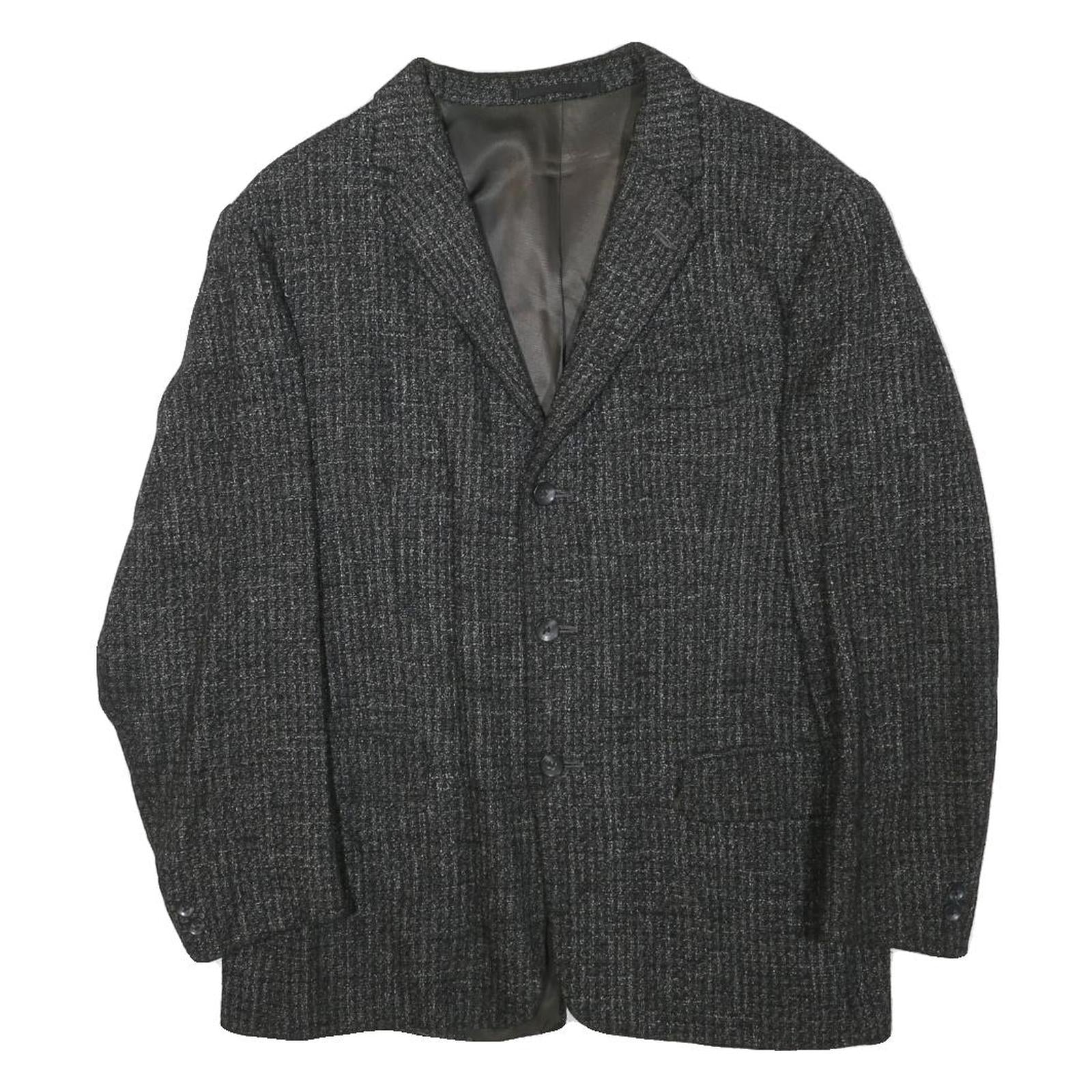 STUTZ Mens Grey Wool Blend Jacket S Woven Classic Button Closure Smart