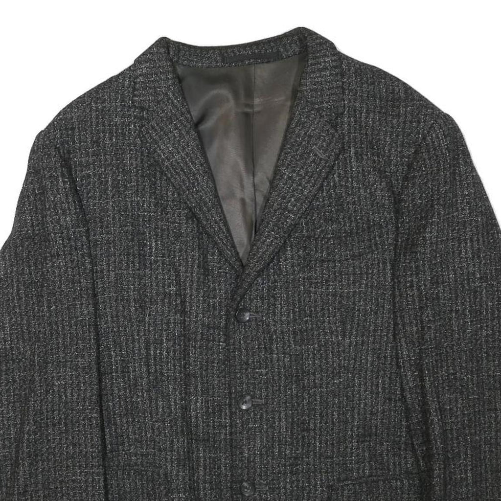 STUTZ Mens Grey Wool Blend Jacket S Woven Classic Button Closure Smart
