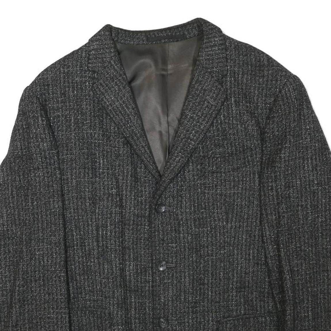 STUTZ Mens Grey Wool Blend Jacket S Woven Classic Button Closure Smart
