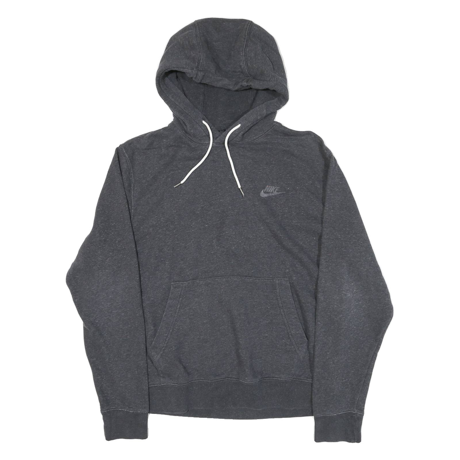 NIKE Mens Grey Pullover Hoodie S Cotton Blend Casual Sportswear