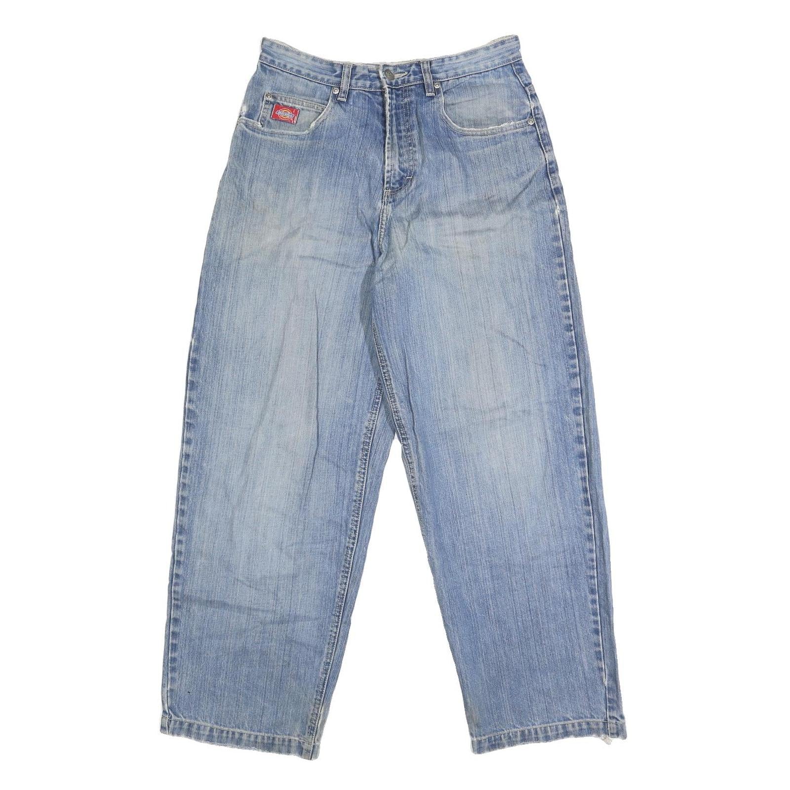 DICKIES Mens Regular Blue Denim Jeans W30 L28 Classic Cotton Blend Zip