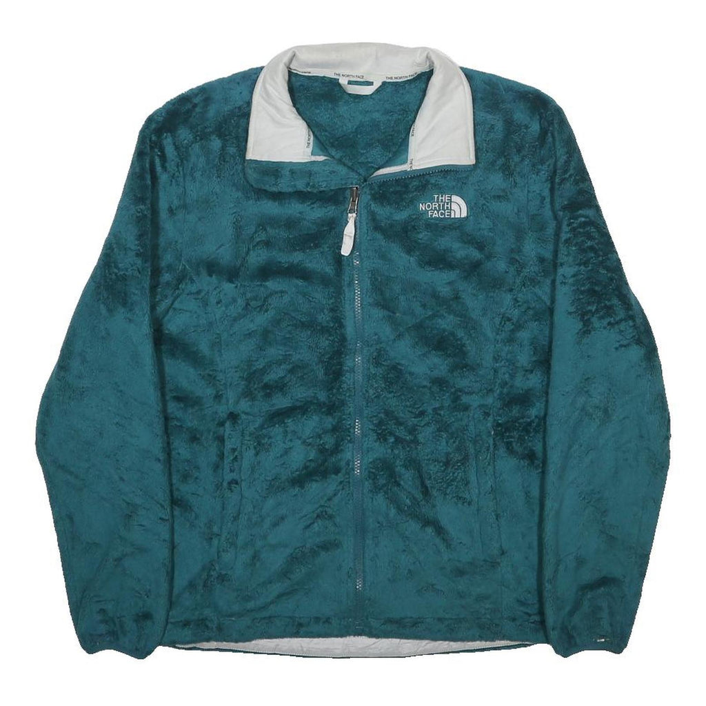 THE NORTH FACE Womens Blue Synthetic Zip Jacket M Fleece Outdoor Warm