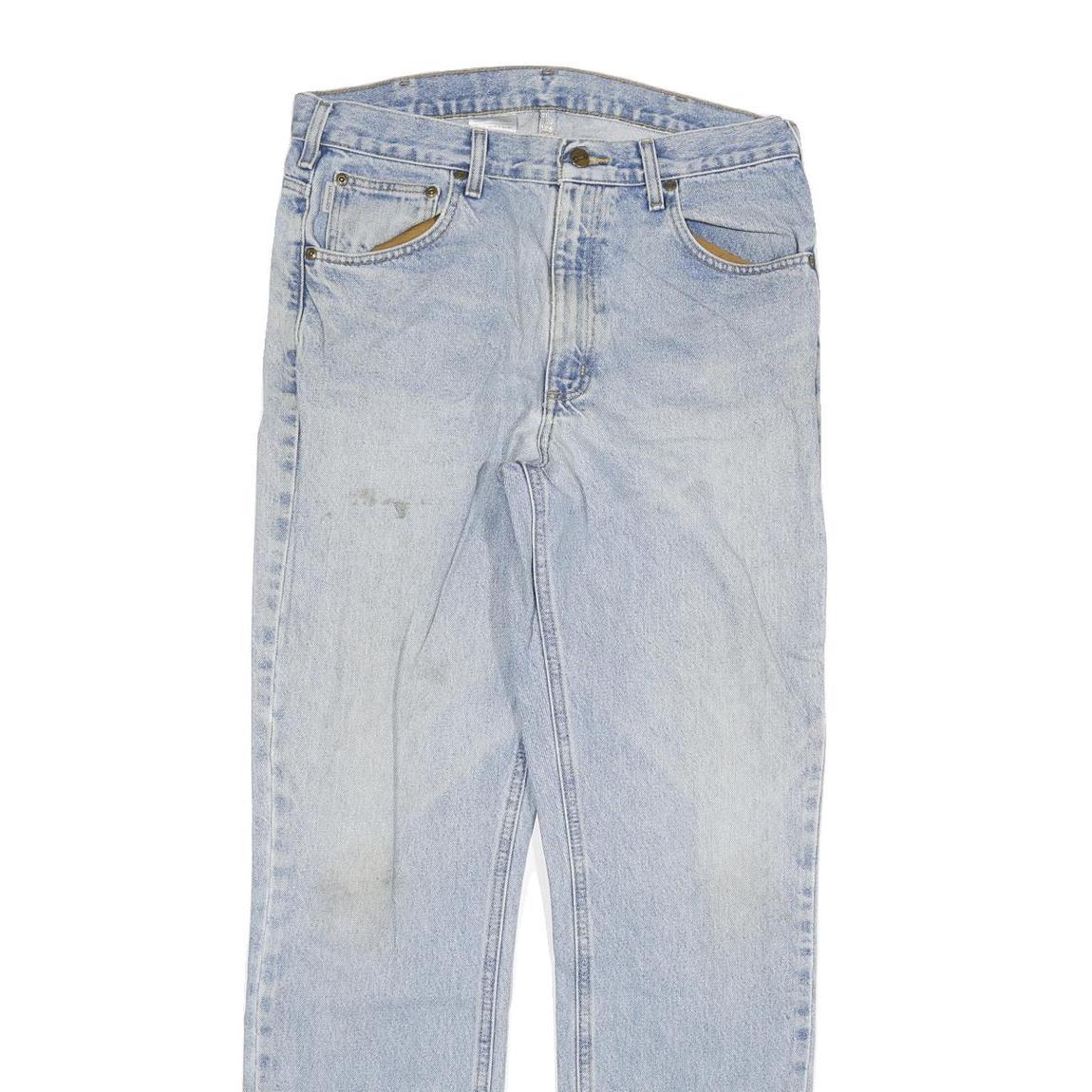 CARHARTT Mens Regular Blue Denim Light Jeans W34 L34 Classic Zip Pockets