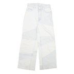 BERSHKA Womens Relaxed Jeans Blue & White Denim Patchwork W28 L28 Zip Closure