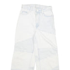 BERSHKA Womens Relaxed Jeans Blue & White Denim Patchwork W28 L28 Zip Closure