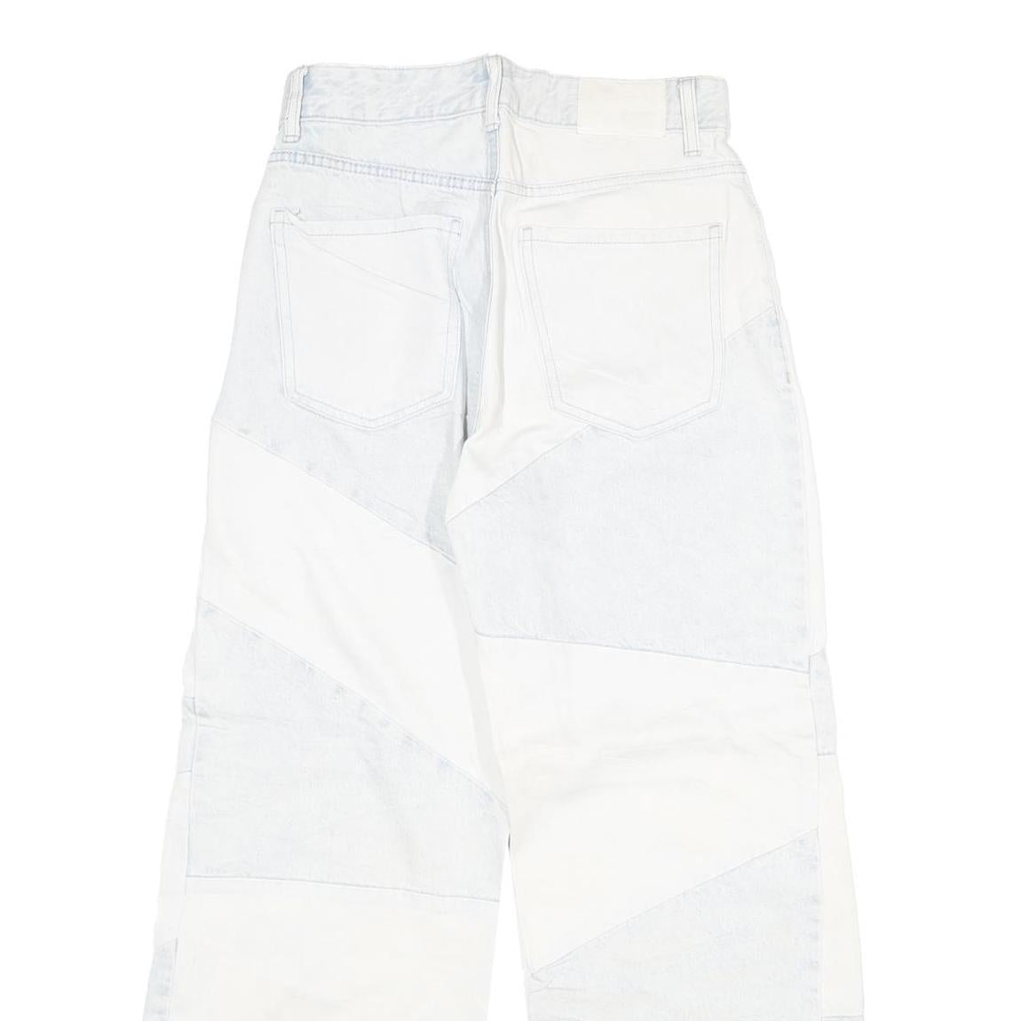 BERSHKA Womens Relaxed Jeans Blue & White Denim Patchwork W28 L28 Zip Closure