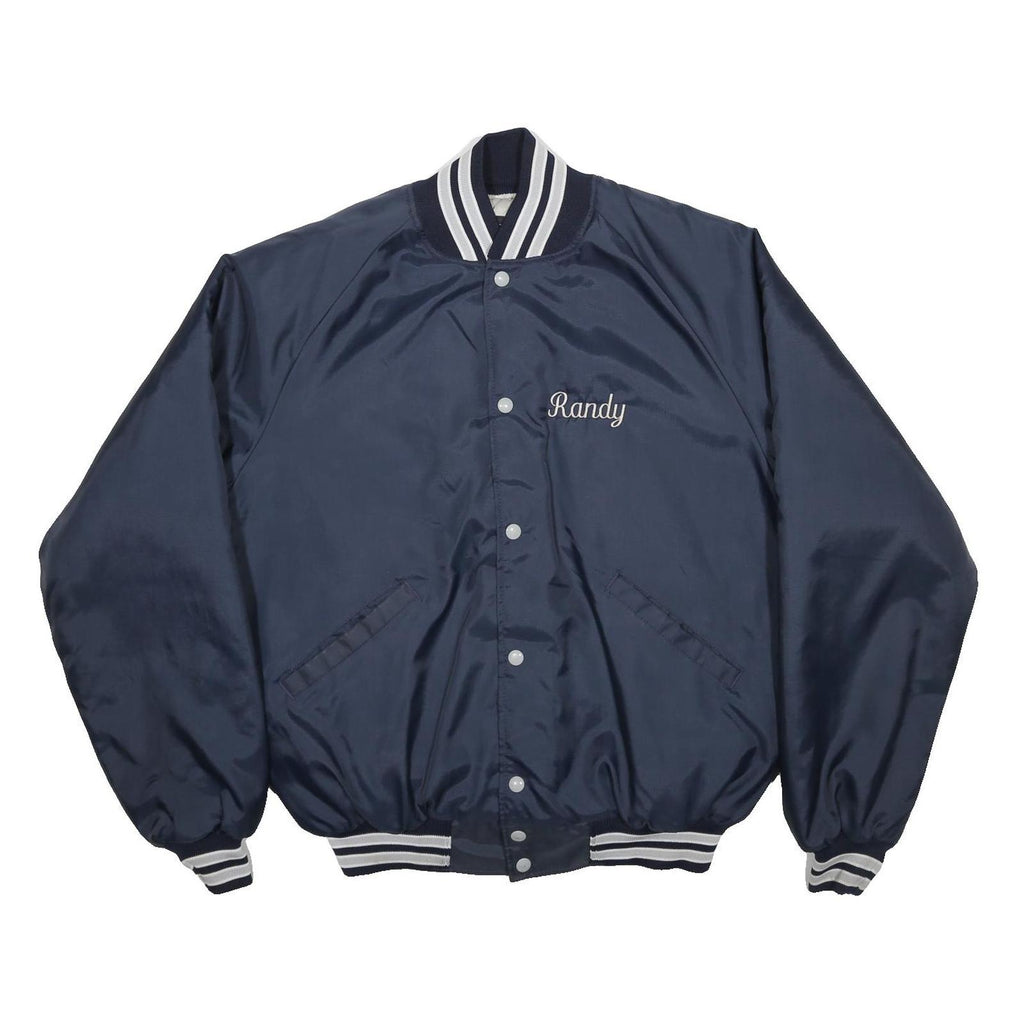BUTWIN Mens Navy Blue Varsity Jacket L Synthetic Plain Button Closure Casual