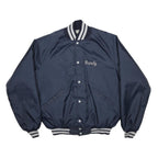BUTWIN Mens Navy Blue Varsity Jacket L Synthetic Plain Button Closure Casual