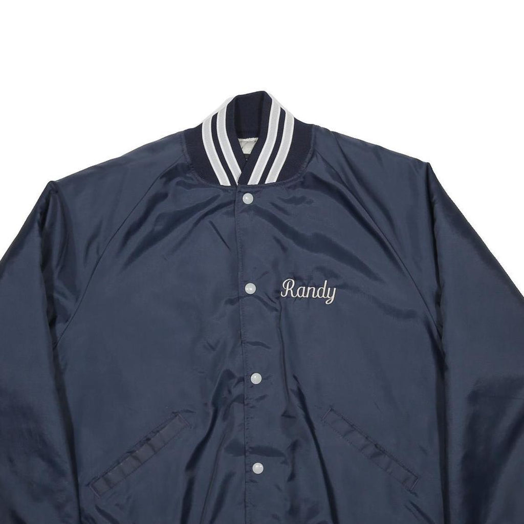 BUTWIN Mens Navy Blue Varsity Jacket L Synthetic Plain Button Closure Casual
