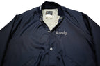 BUTWIN Mens Navy Blue Varsity Jacket L Synthetic Plain Button Closure Casual