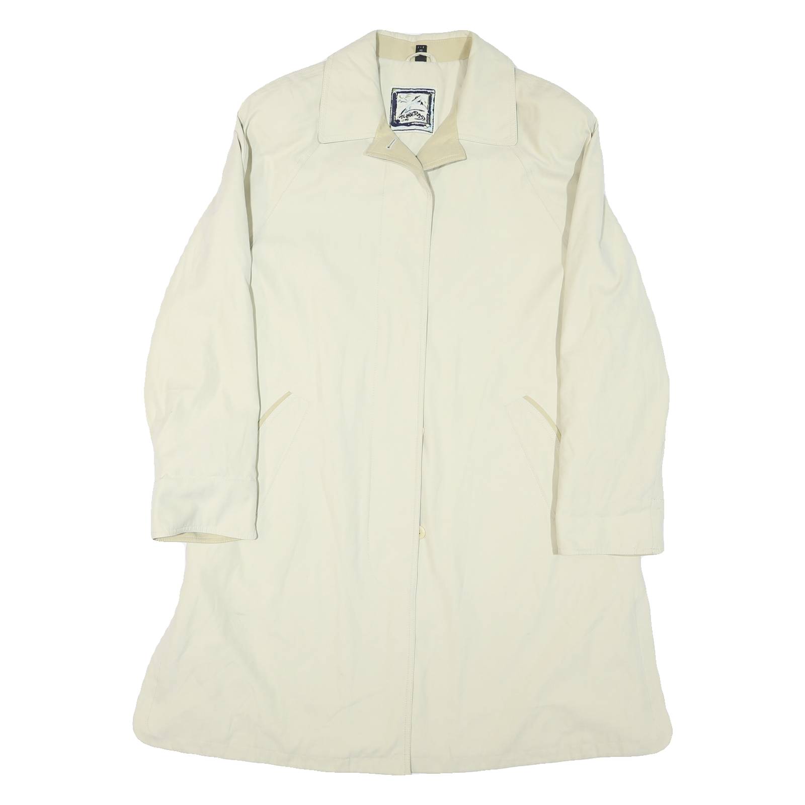Womens Cream Button Jacket M Polyester Blend Plain Classic Regular Fit
