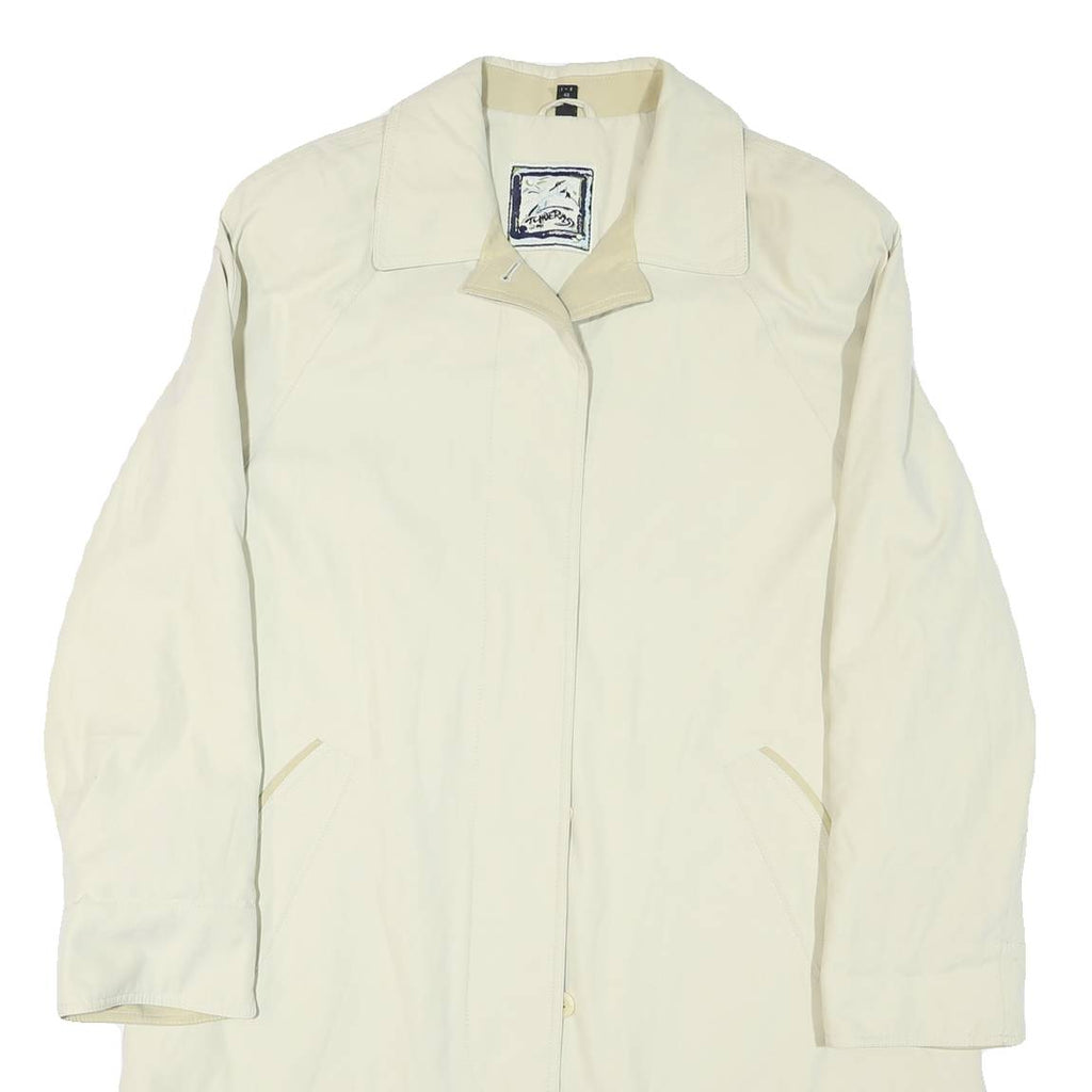 Womens Cream Button Jacket M Polyester Blend Plain Classic Regular Fit