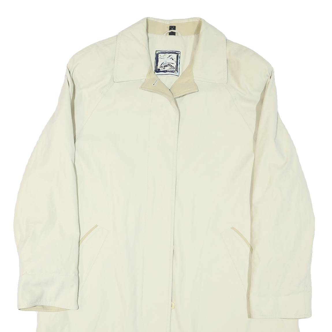 Womens Cream Button Jacket M Polyester Blend Plain Classic Regular Fit