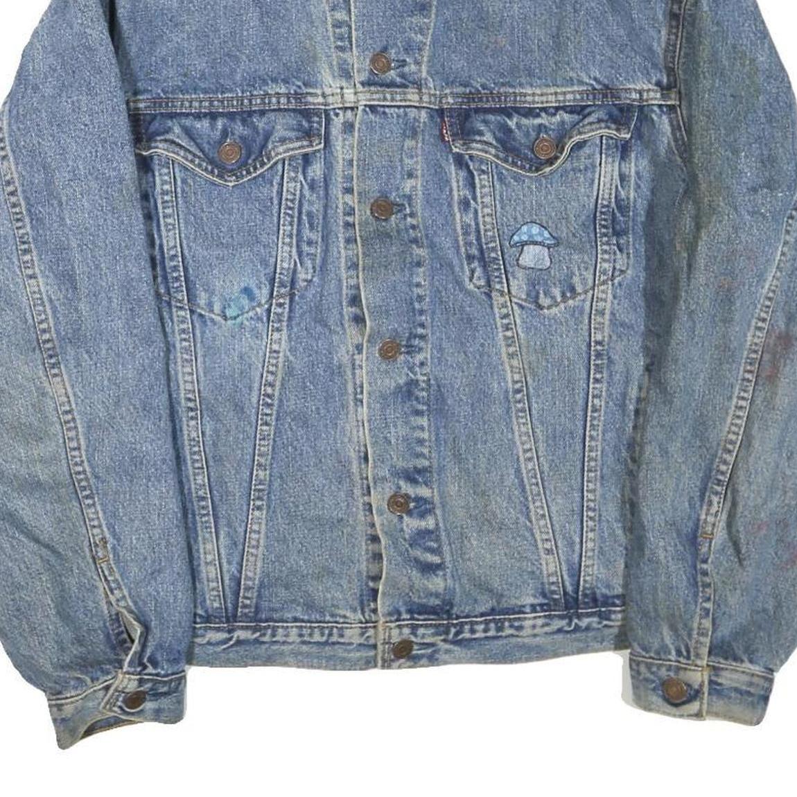 LEVI'S Mens Blue Denim Cotton Blend Jacket M Button Closure Painted Graphics