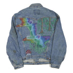 LEVI'S Mens Blue Denim Cotton Blend Jacket M Button Closure Painted Graphics