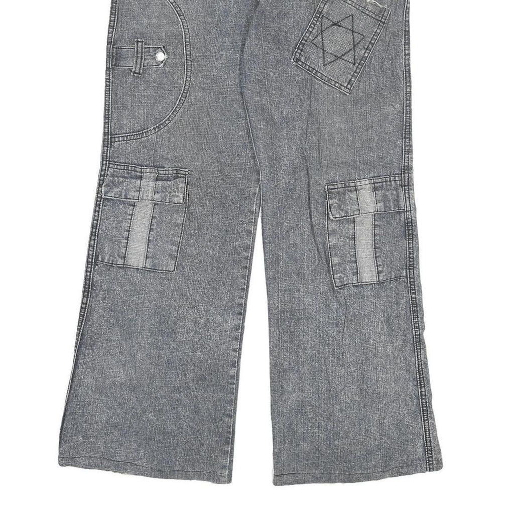 XIALONG Mens Relaxed Cotton Blend Jeans W30 L27 Grey Patchwork Zip Closure