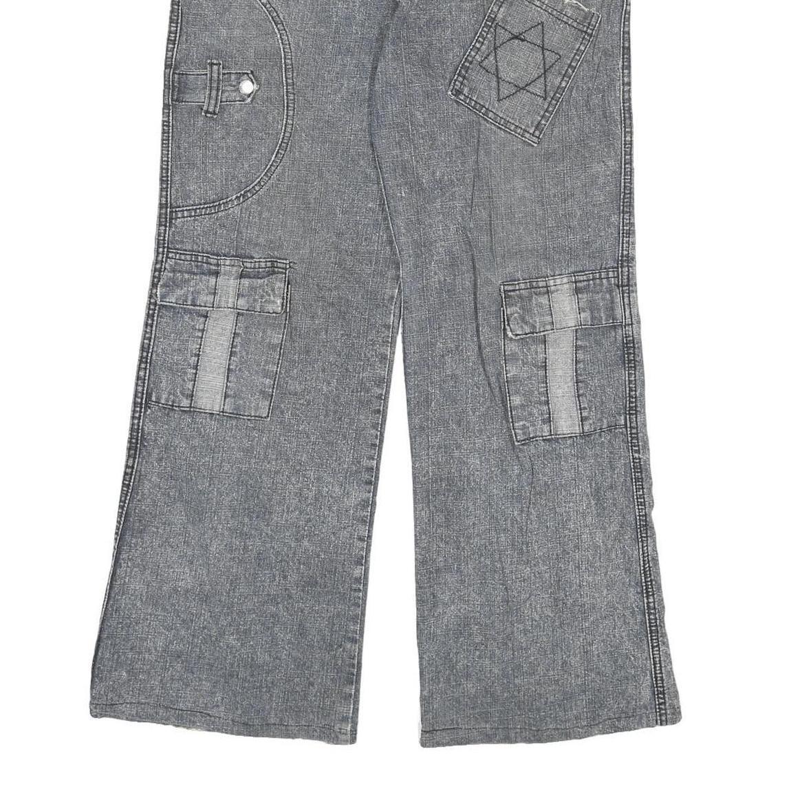 XIALONG Mens Relaxed Cotton Blend Jeans W30 L27 Grey Patchwork Zip Closure