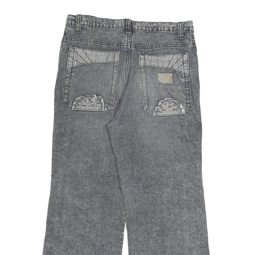 XIALONG Mens Relaxed Cotton Blend Jeans W30 L27 Grey Patchwork Zip Closure