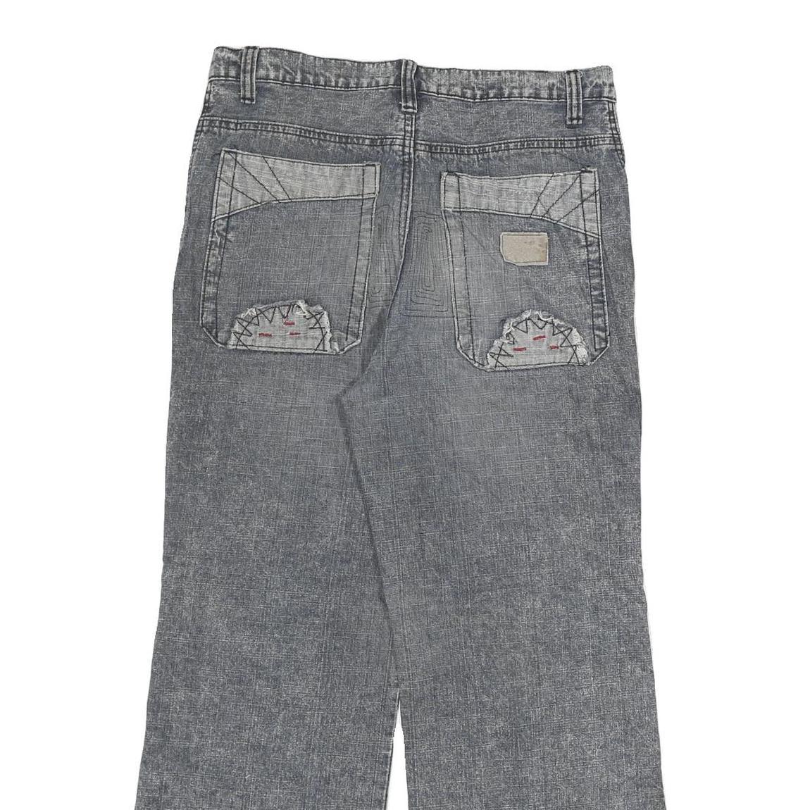 XIALONG Mens Relaxed Cotton Blend Jeans W30 L27 Grey Patchwork Zip Closure