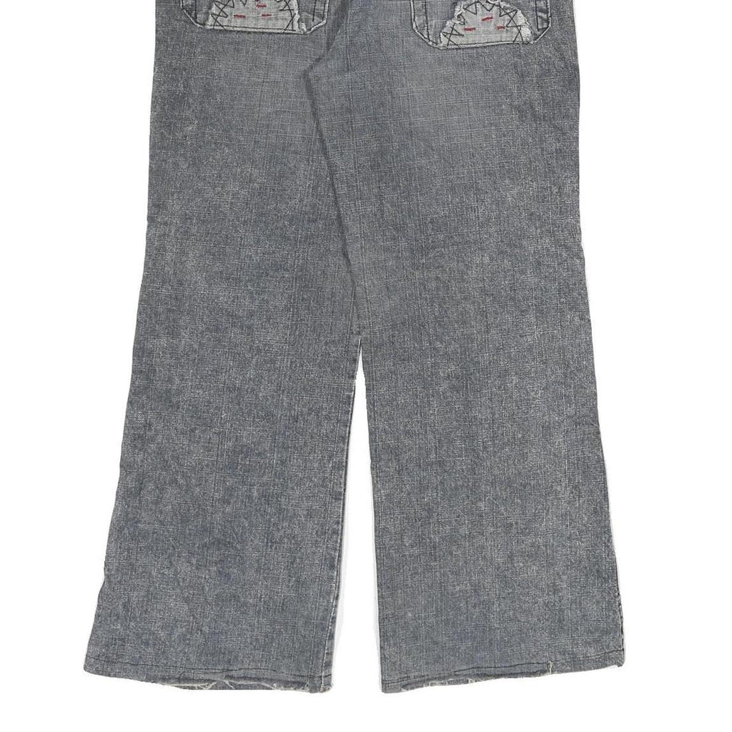 XIALONG Mens Relaxed Cotton Blend Jeans W30 L27 Grey Patchwork Zip Closure