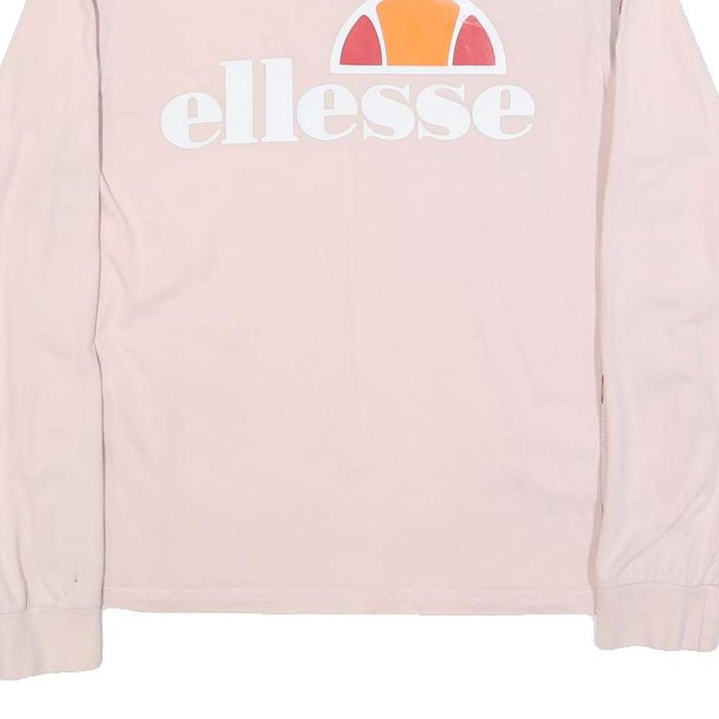 ELLESSE Womens Pink Long Sleeve Crew Neck Logo Print UK 14 Casual Cotton Blend