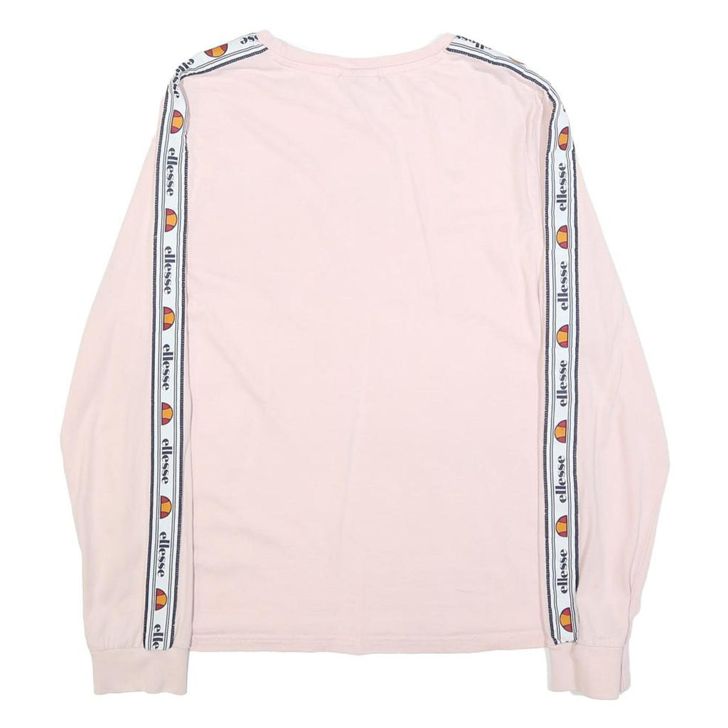 ELLESSE Womens Pink Long Sleeve Crew Neck Logo Print UK 14 Casual Cotton Blend