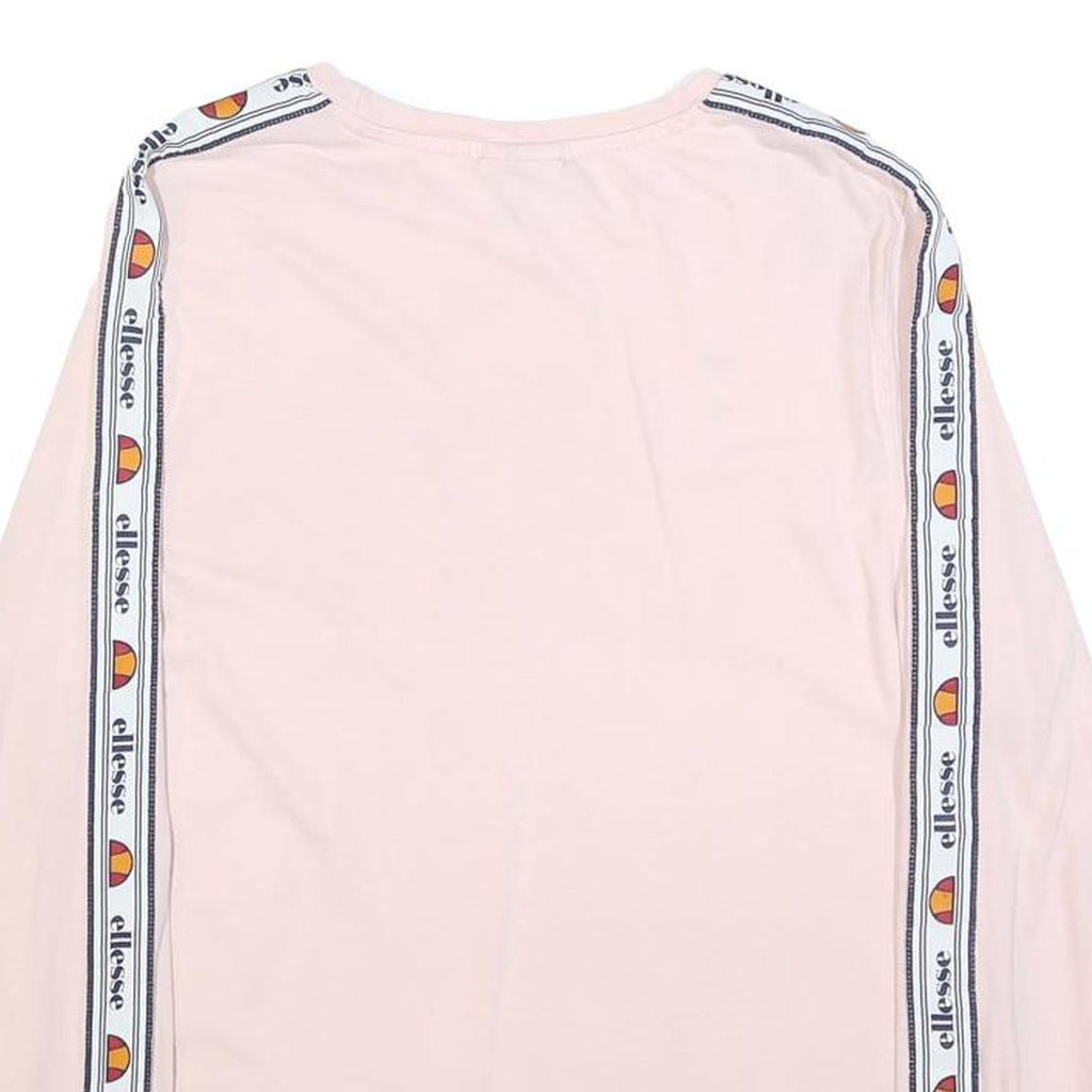 ELLESSE Womens Pink Long Sleeve Crew Neck Logo Print UK 14 Casual Cotton Blend