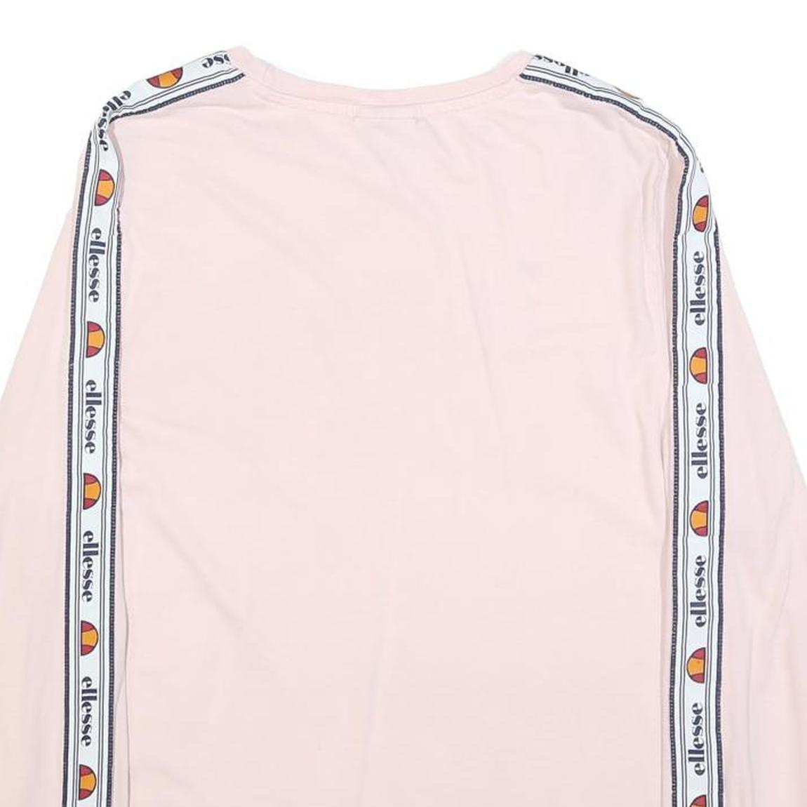 ELLESSE Womens Pink Long Sleeve Crew Neck Logo Print UK 14 Casual Cotton Blend