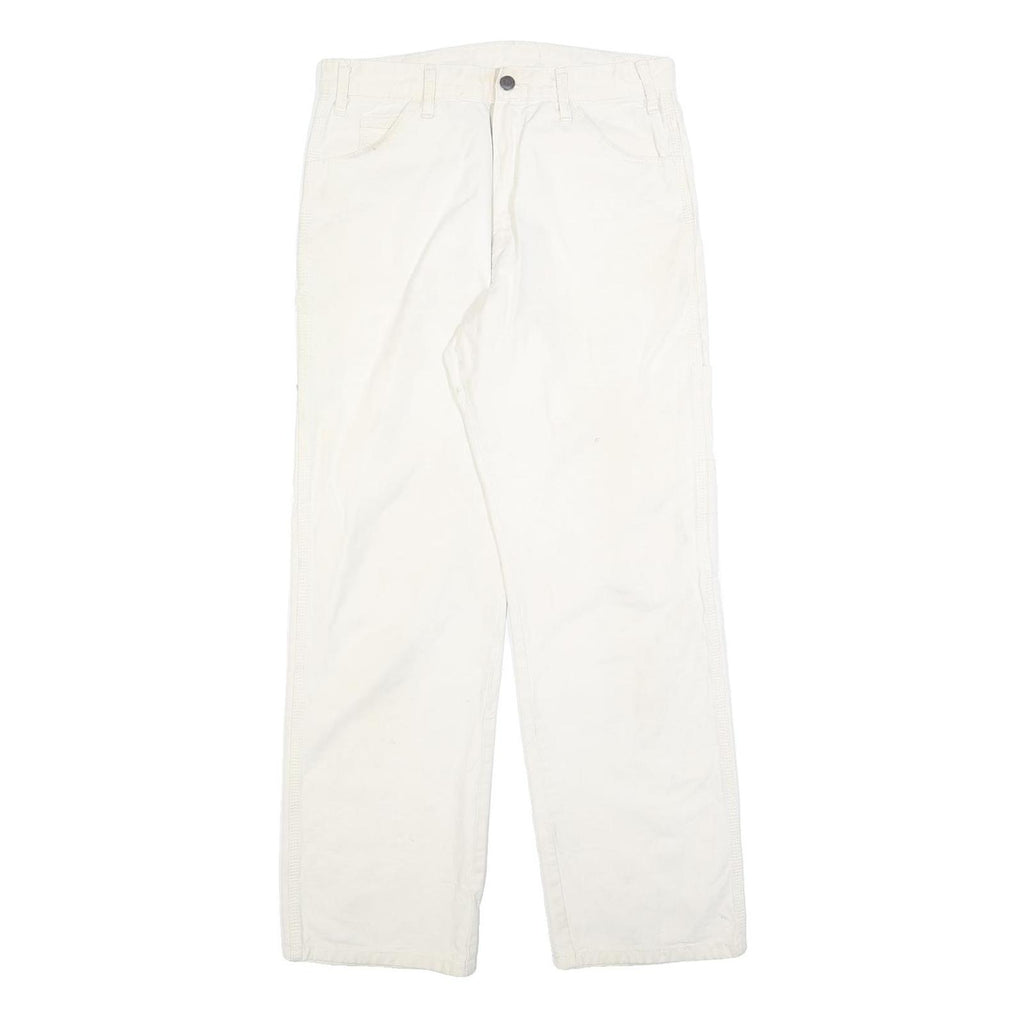 DICKIES Mens Relaxed White Cotton Blend Denim W30 L29 Workwear Carpenter Pants