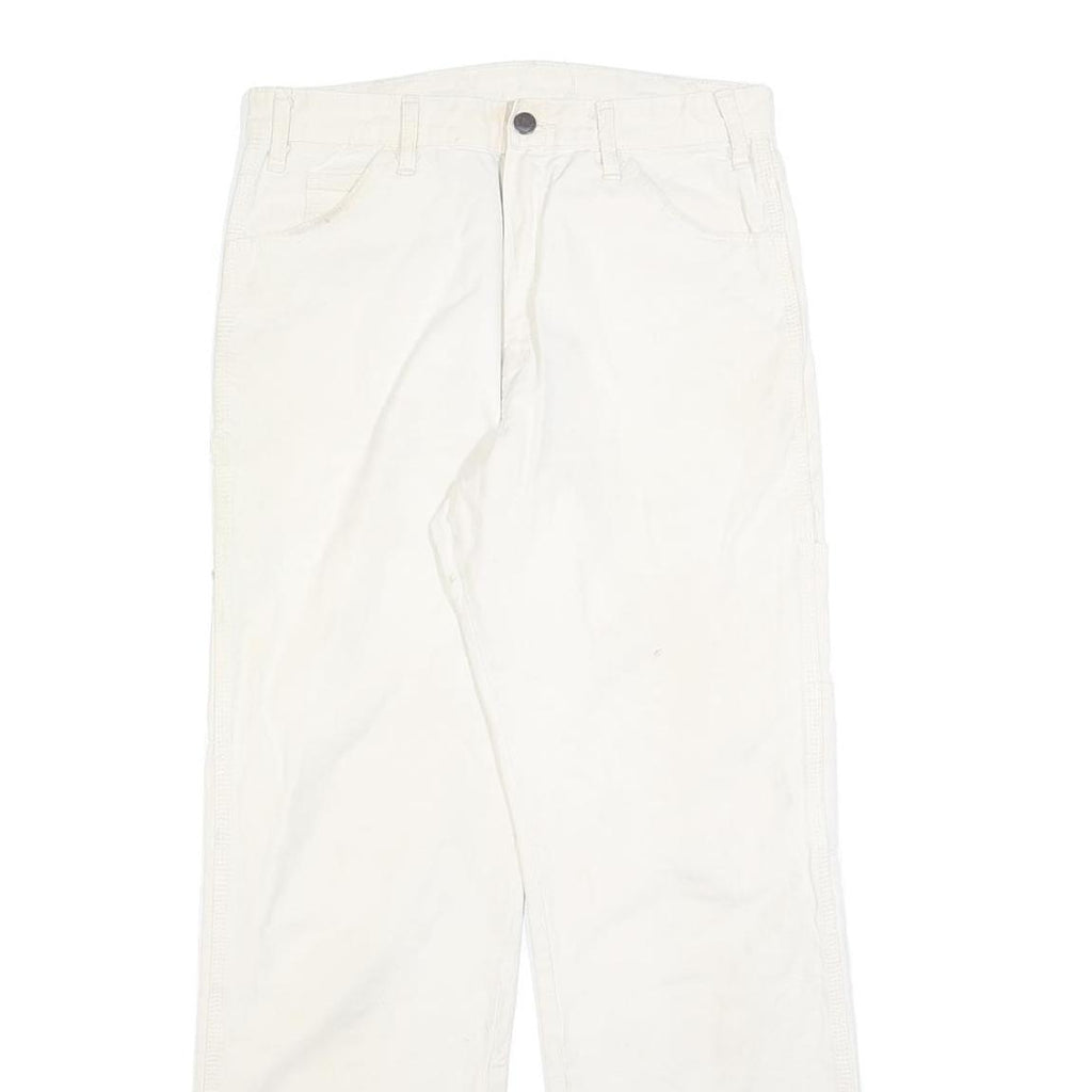 DICKIES Mens Relaxed White Cotton Blend Denim W30 L29 Workwear Carpenter Pants