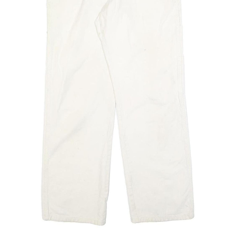 DICKIES Mens Relaxed White Cotton Blend Denim W30 L29 Workwear Carpenter Pants