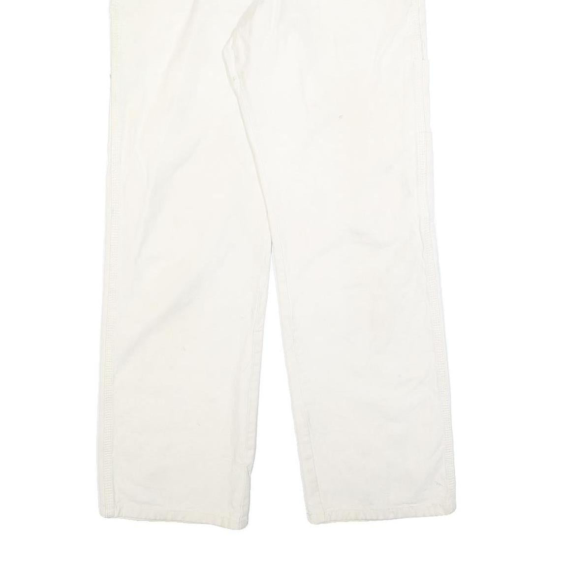 DICKIES Mens Relaxed White Cotton Blend Denim W30 L29 Workwear Carpenter Pants