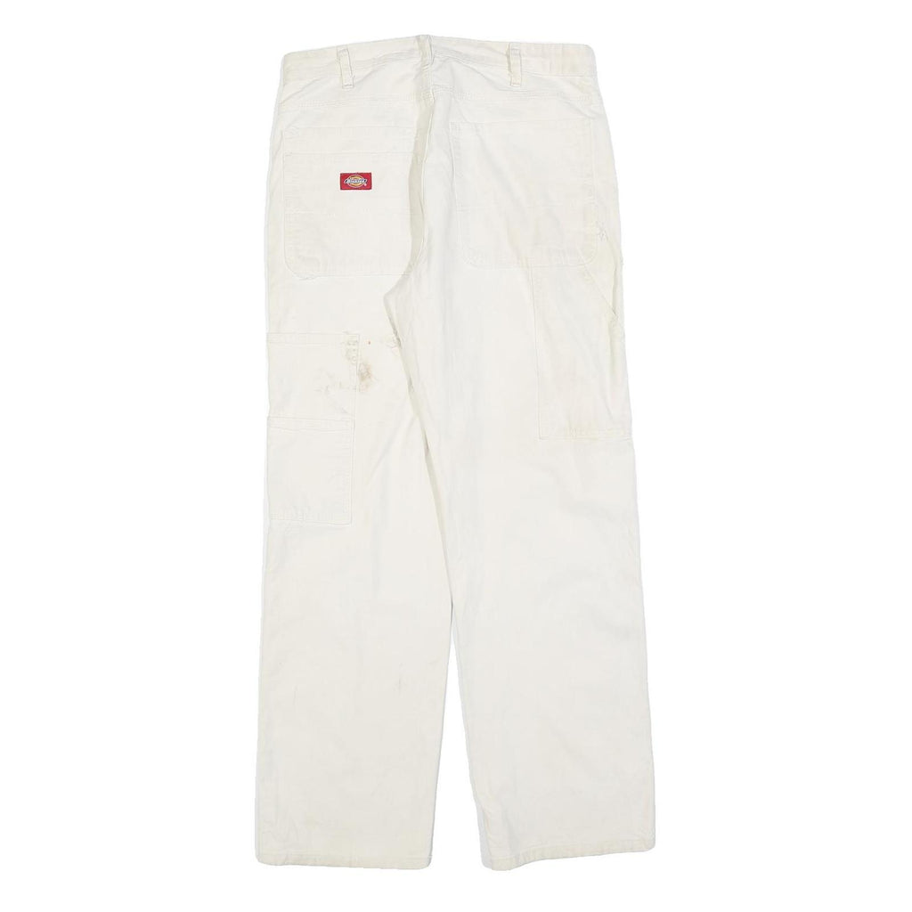 DICKIES Mens Relaxed White Cotton Blend Denim W30 L29 Workwear Carpenter Pants