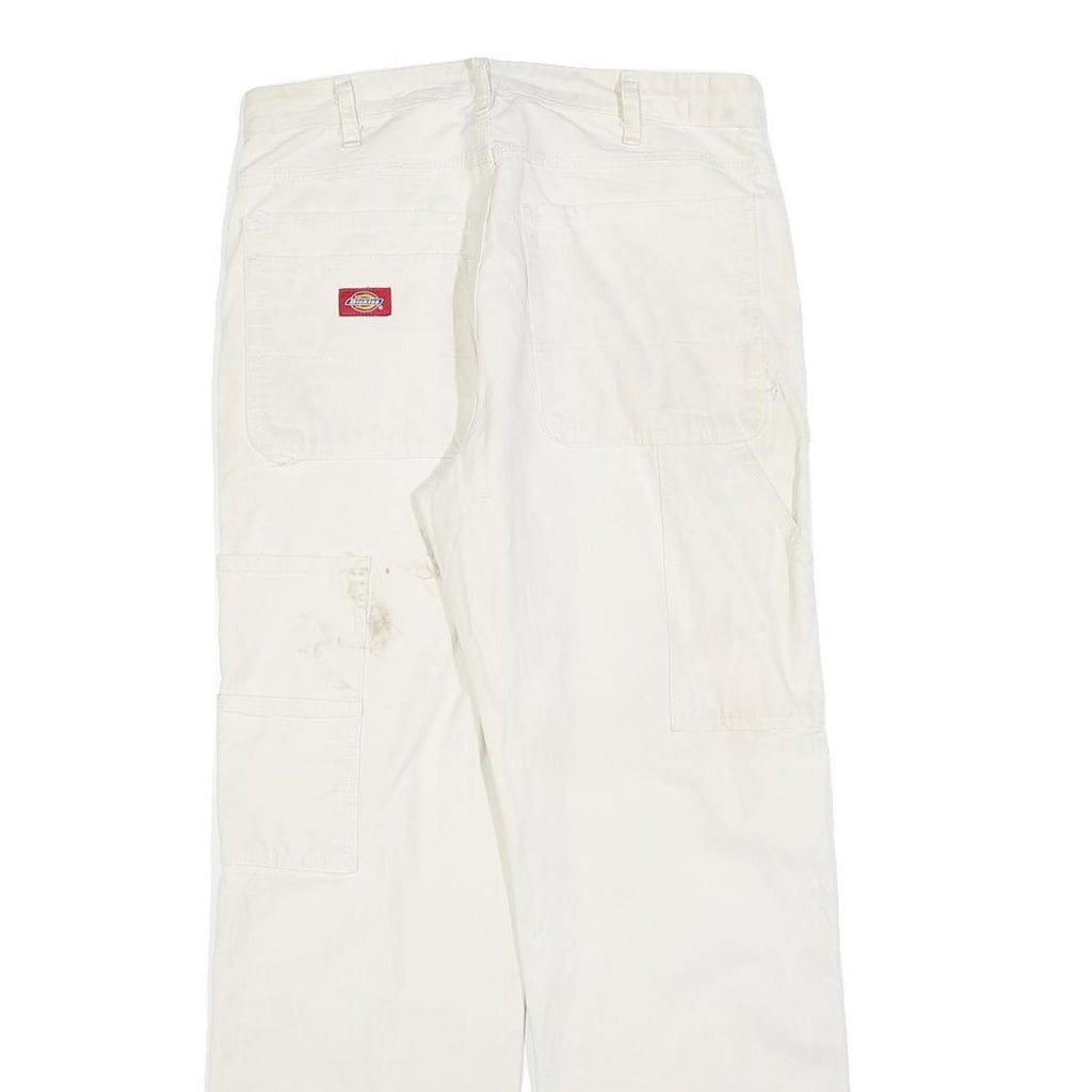 DICKIES Mens Relaxed White Cotton Blend Denim W30 L29 Workwear Carpenter Pants