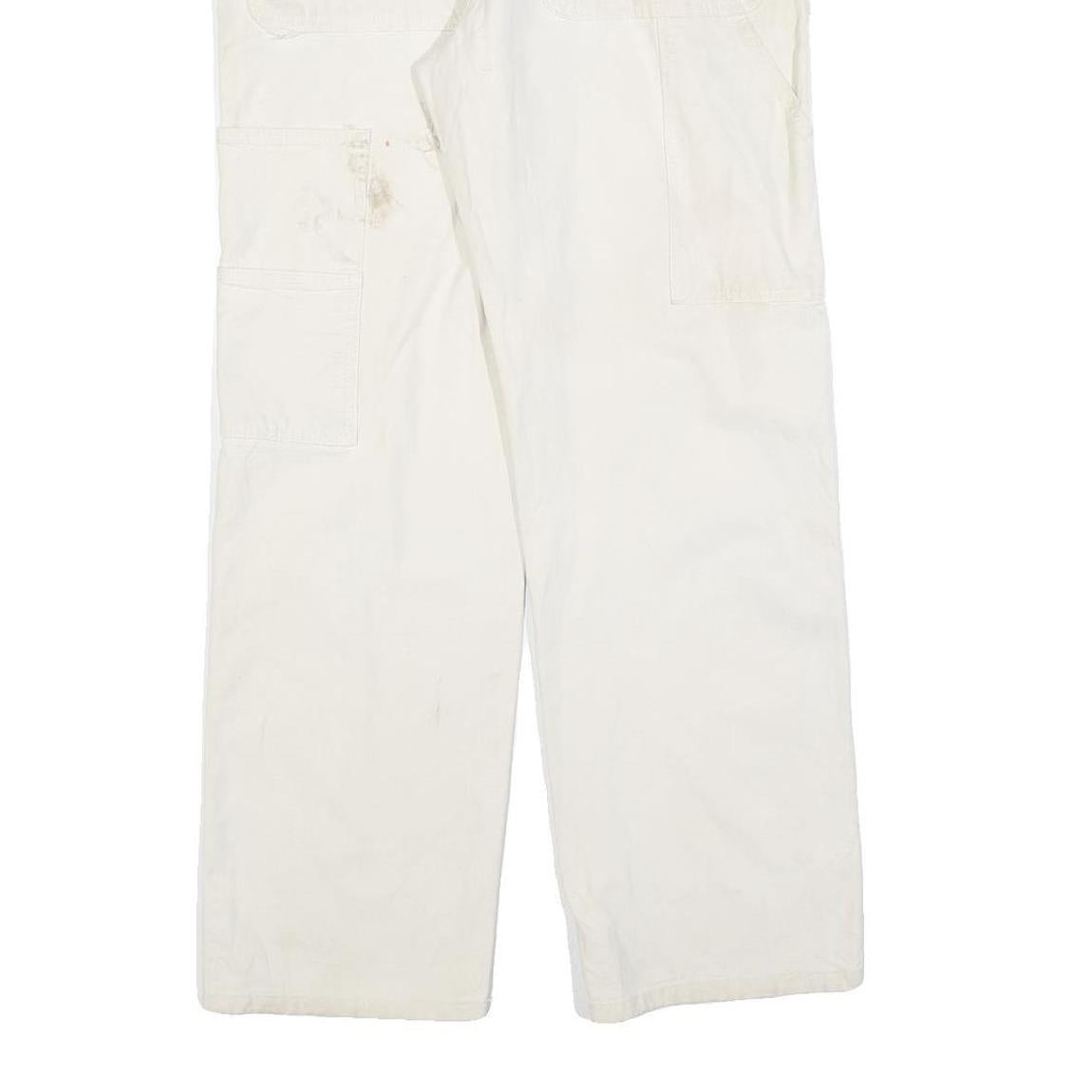 DICKIES Mens Relaxed White Cotton Blend Denim W30 L29 Workwear Carpenter Pants