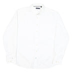 TOMMY HILFIGER Mens White Cotton Blend Shirt Long Sleeve Button Collar L