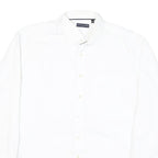 TOMMY HILFIGER Mens White Cotton Blend Shirt Long Sleeve Button Collar L