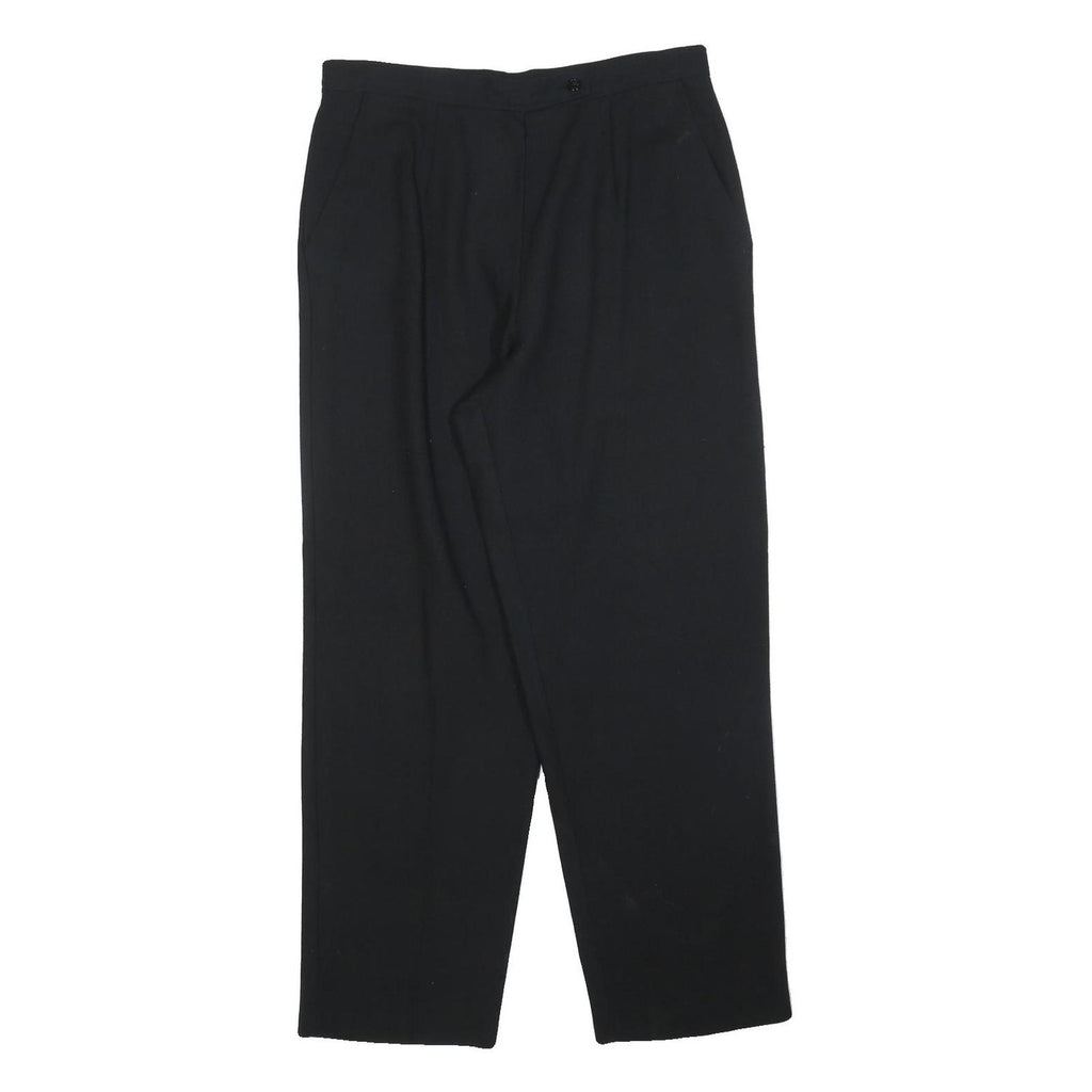 DONNY BROOK Womens Wool Black Relaxed Straight Trousers W32 L30 Smart Comfort