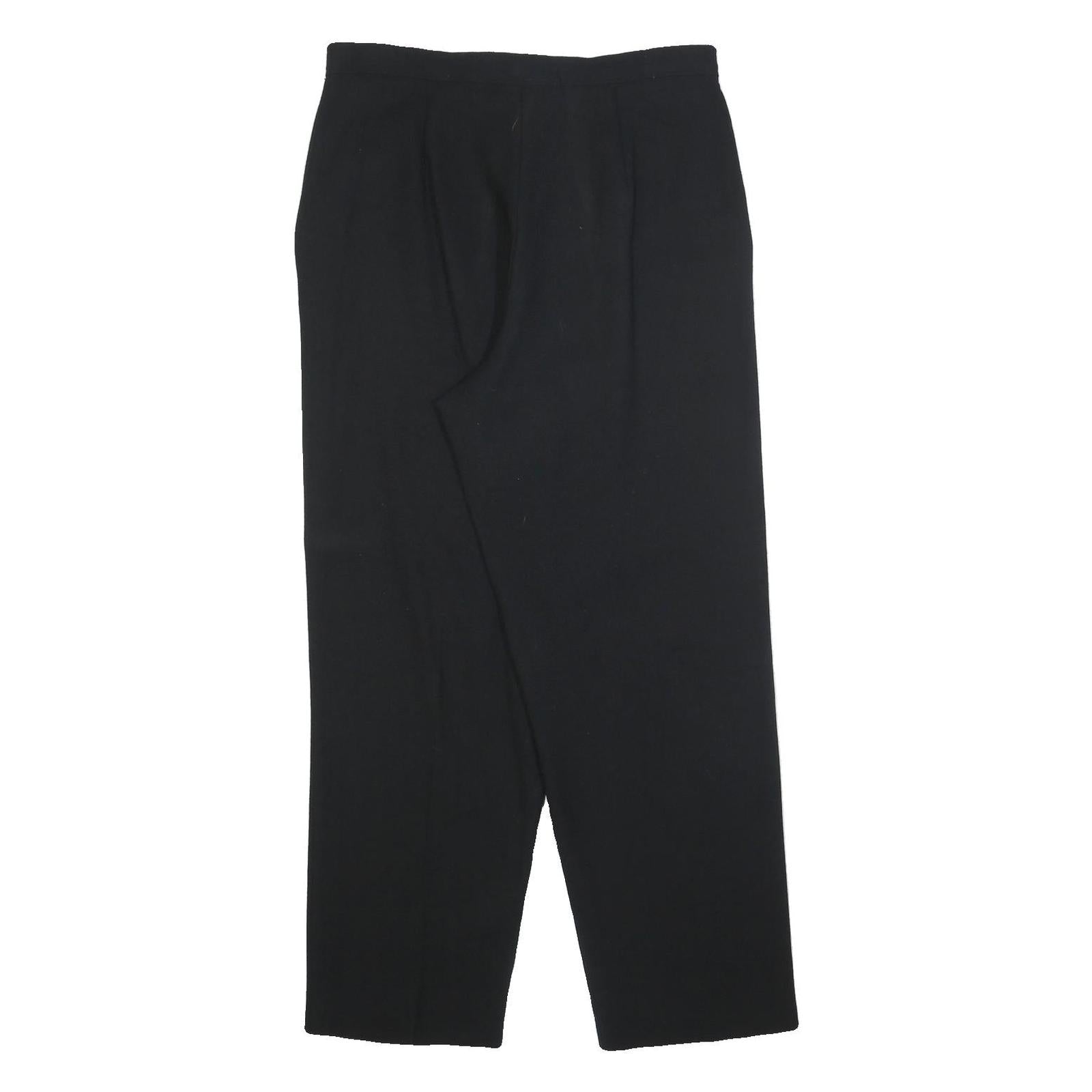 DONNY BROOK Womens Wool Black Relaxed Straight Trousers W32 L30 Smart Comfort