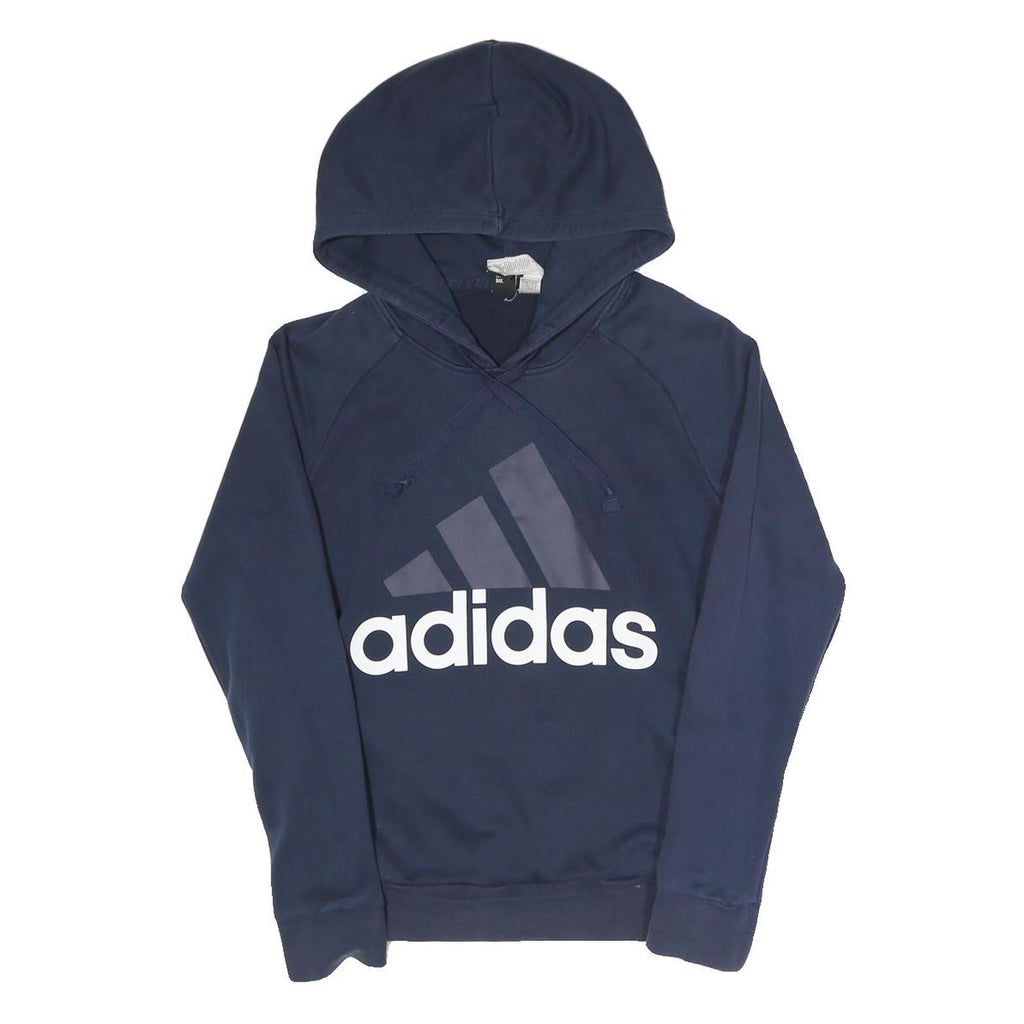 ADIDAS Womens Navy Blue Hoodie XS Cotton Blend Pullover Casual Sportswear