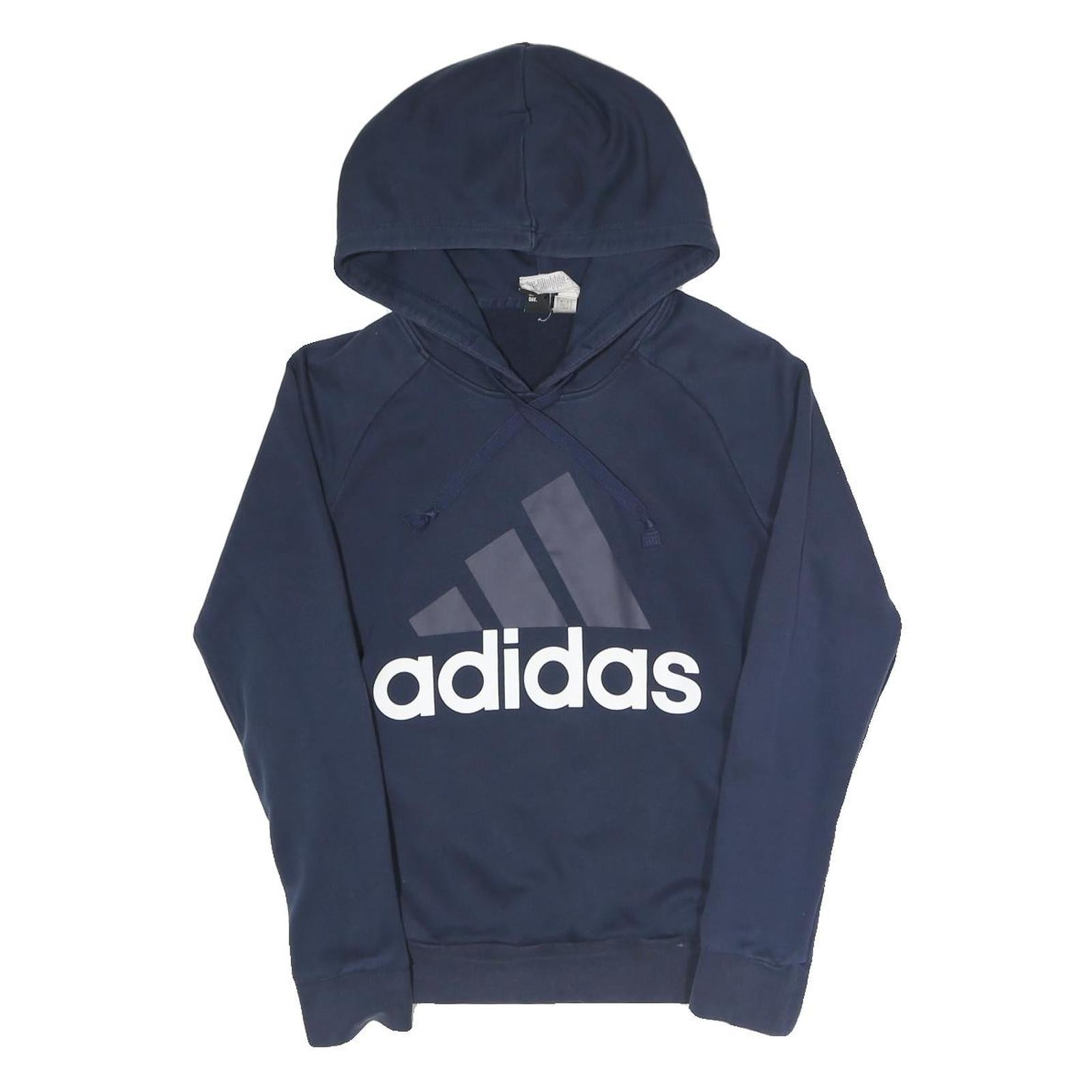 ADIDAS Womens Navy Blue Hoodie XS Cotton Blend Pullover Casual Sportswear